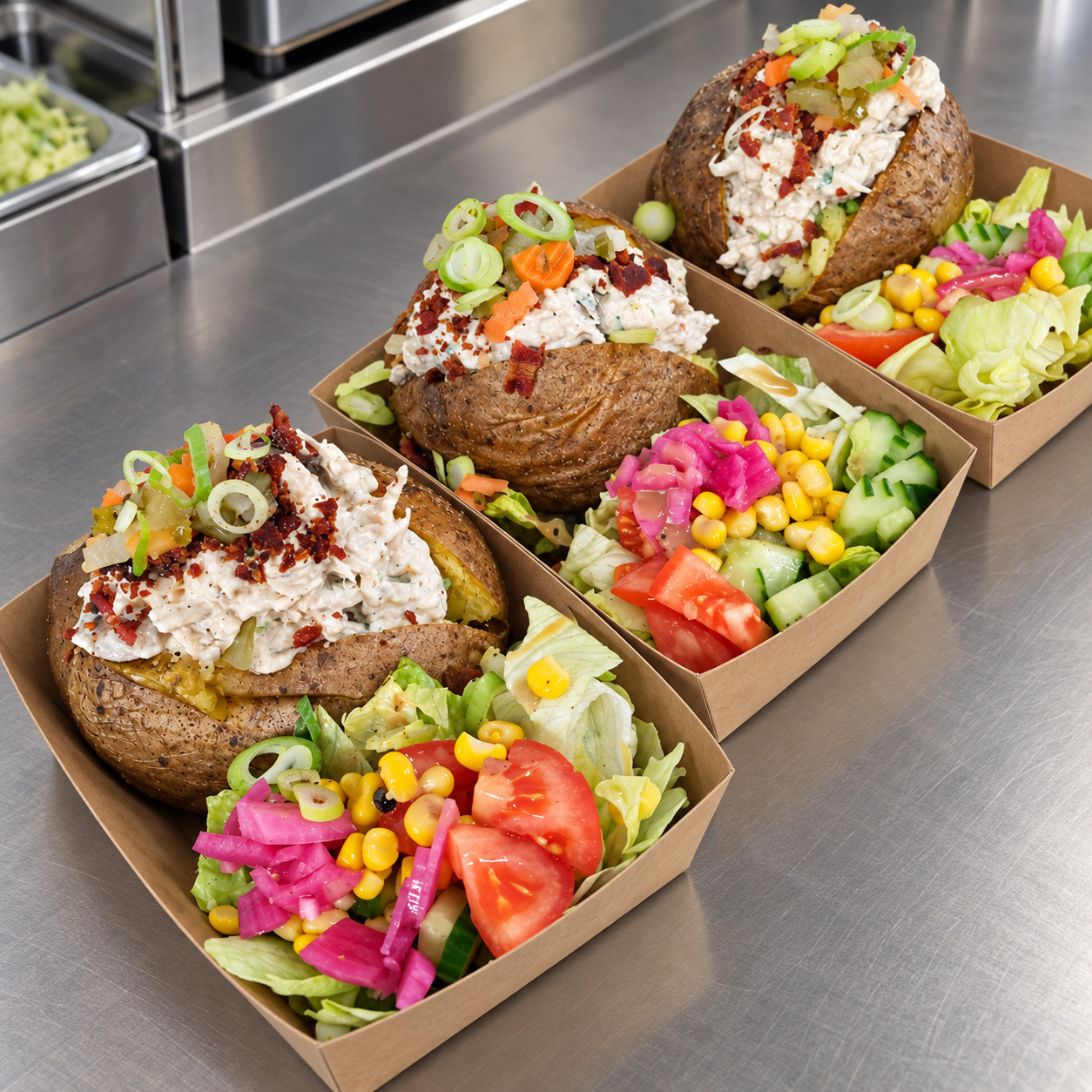 Flera lunchportioner från ordinarie menyn levererade av Dino's Café & Catering i Landskrona